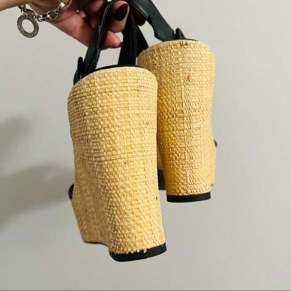 Jcrew adjustable strap black wedge summer sandals size 9 - Picture 3 of 5